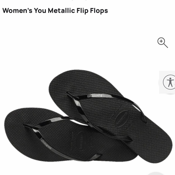 NEW Havaianas You Metallic Flip Flops/Slippers in Black - Size 7/8 - Picture 1 of 6